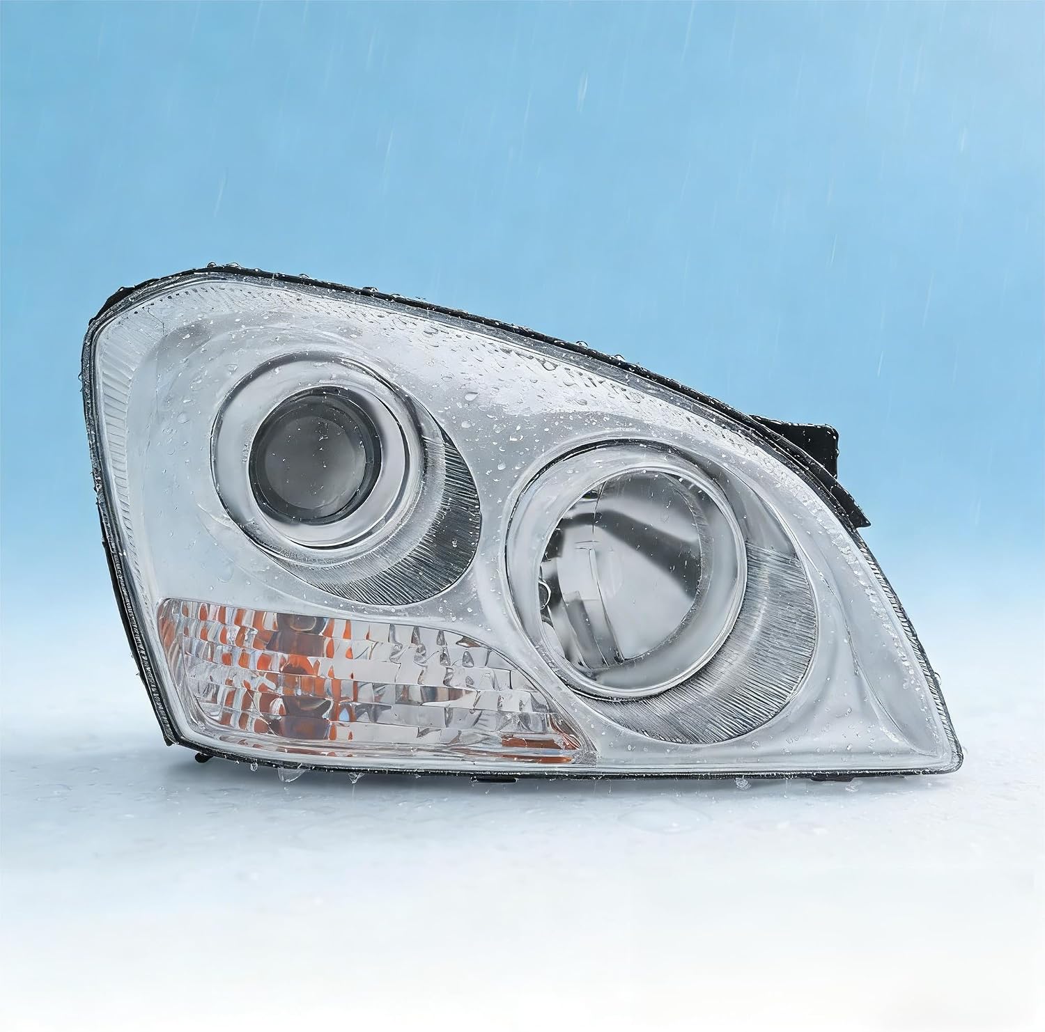 Headlight Assembly Set for 2007-2008 Kia Optima, Halogen Headlamp Replacement w/Bulbs, Clear Lens Chrome Housing, OE 921022G080, 921012G080 Left & Right Side