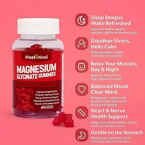 Miniatura 2 de Gomitas de glicinato de magnesio de 400 mg para adultos, suplemento para aliviar el estrés con CoQ10, vitamina DB6 para relajación del sueño,