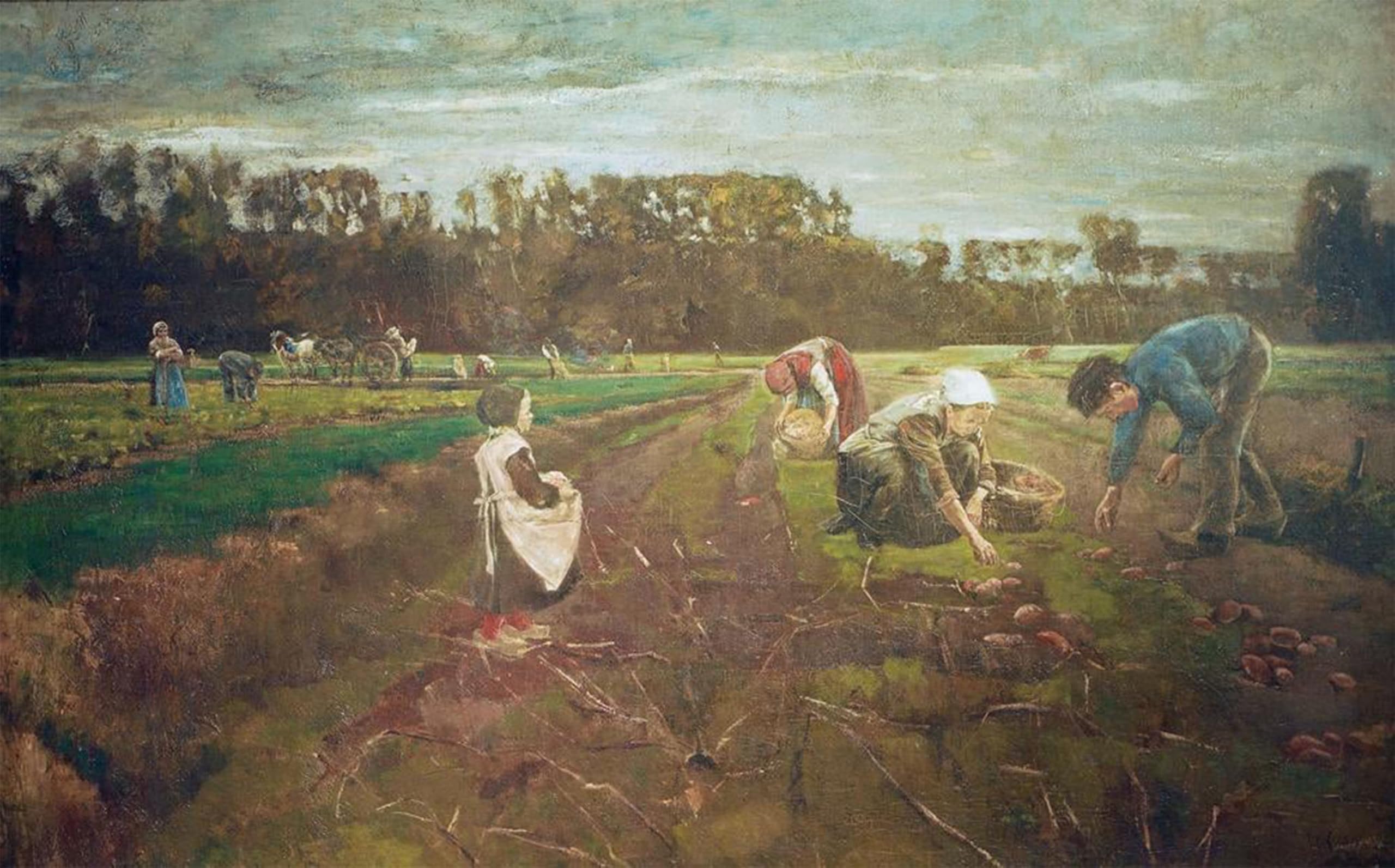 SERENDIPITP Abstract Painting Mural Print Picture Wall Decor Painting Potato harvest in Barbizon by Max Liebermann Vintage Wall Artwork for Home Decor 60x90cm