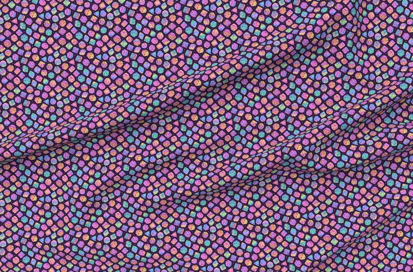 Spoonflower Fabric - Fantasy Magic Nerd Nerdy Dice Gaming Polyhedral Tabletop Games RPG Printed on Petal Cotton Fabric by The Yard - Sewing Quilting Apparel Crafts Decor