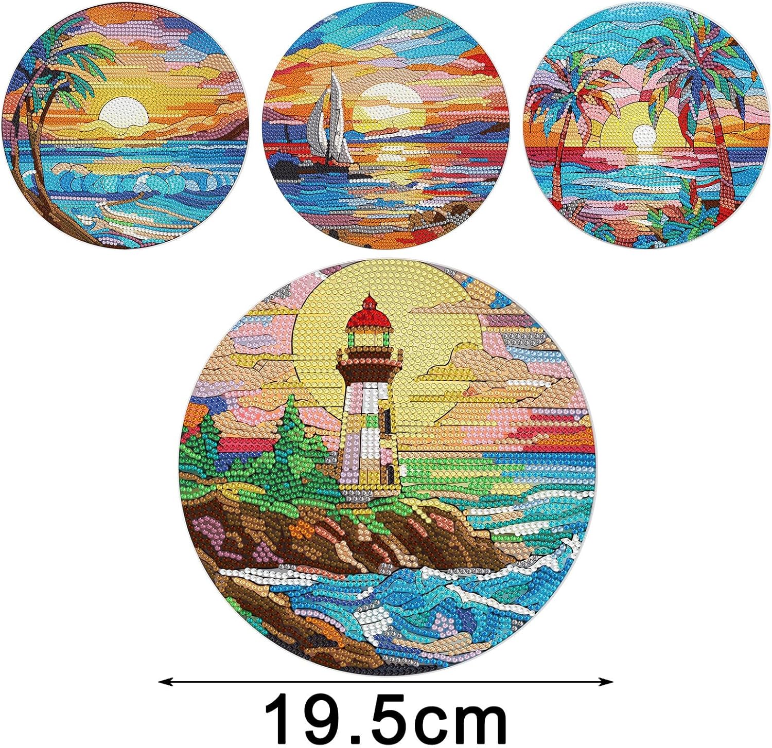 ARTopet 12Pcs DIY Diamond Art Painting Placemat Round Non-Slip Acrylic Table mats Modern Dining Table Kitchen Diamond Art Place mats Craft Supplies for Home Decor
