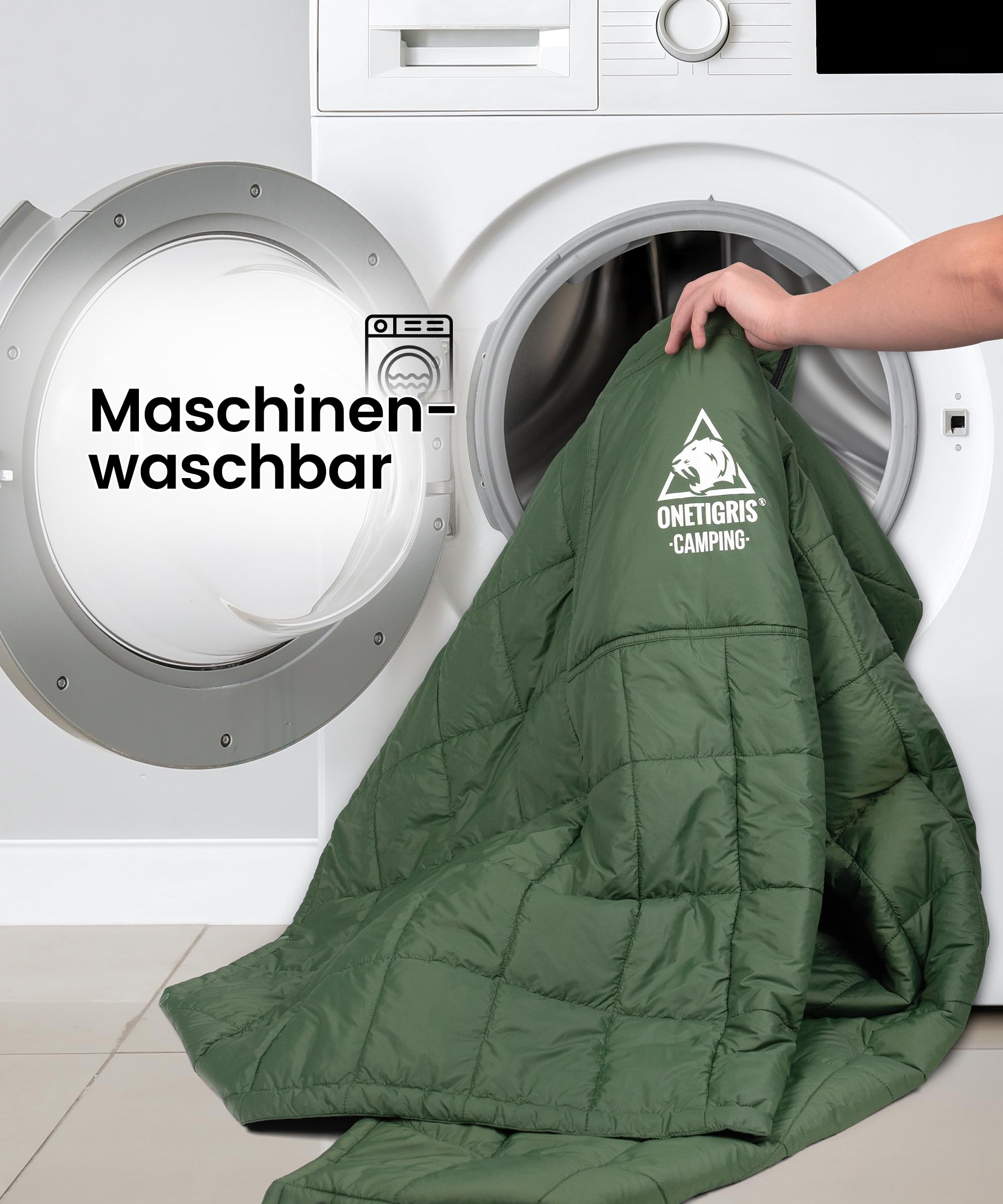 OneTigris - Poncho de camping con aislamiento Thinsulate 3M, manta impermeable cálida con bolsillos grandes, manta portátil con capucha para exteriores, senderismo, viajes, color verde