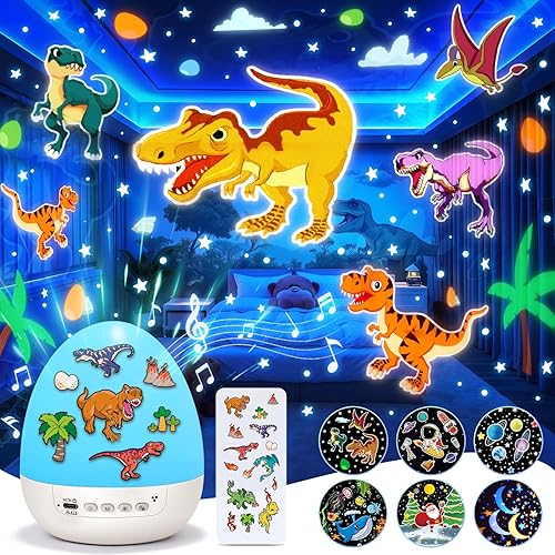 Space Toys - Luz nocturna para niños, películas de 12 HD, 15 sonidos para dormir, 7 colores, rotación de 360, sistema solar de proyector de