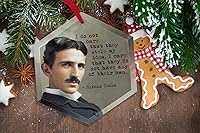 Vista 3 de Nikola Tesla - Adorno navideño de cristal de científicos famosos
