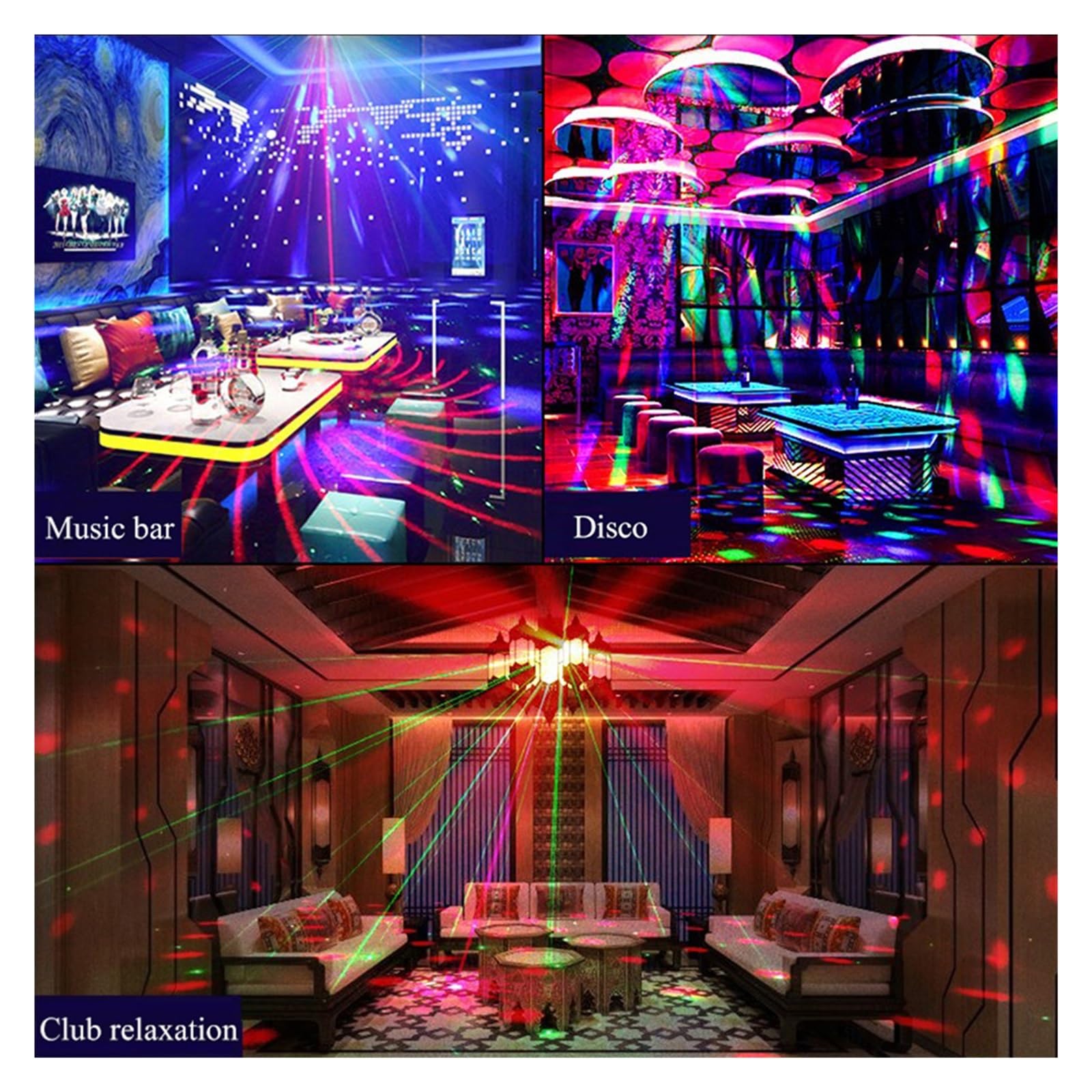 Lampada da tavolo ballo a LED a tre fori con telecomando discoteca DJ Party Multi Pattern for matrimoni KTV Club Effect Lamp Per feste e club(White)
