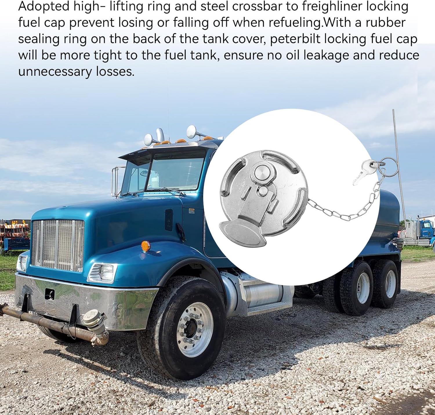 4" Locking Diesel Fuel Cap 600212 Fit For 1972-2017 Peterbilt 330/379/389/579/587 Semi Trucks Lever-Style Aluminum Fuel Tank Cap with Key Replaces# 11-04859-200, 572.1015, 11-04859-100(2pcs)