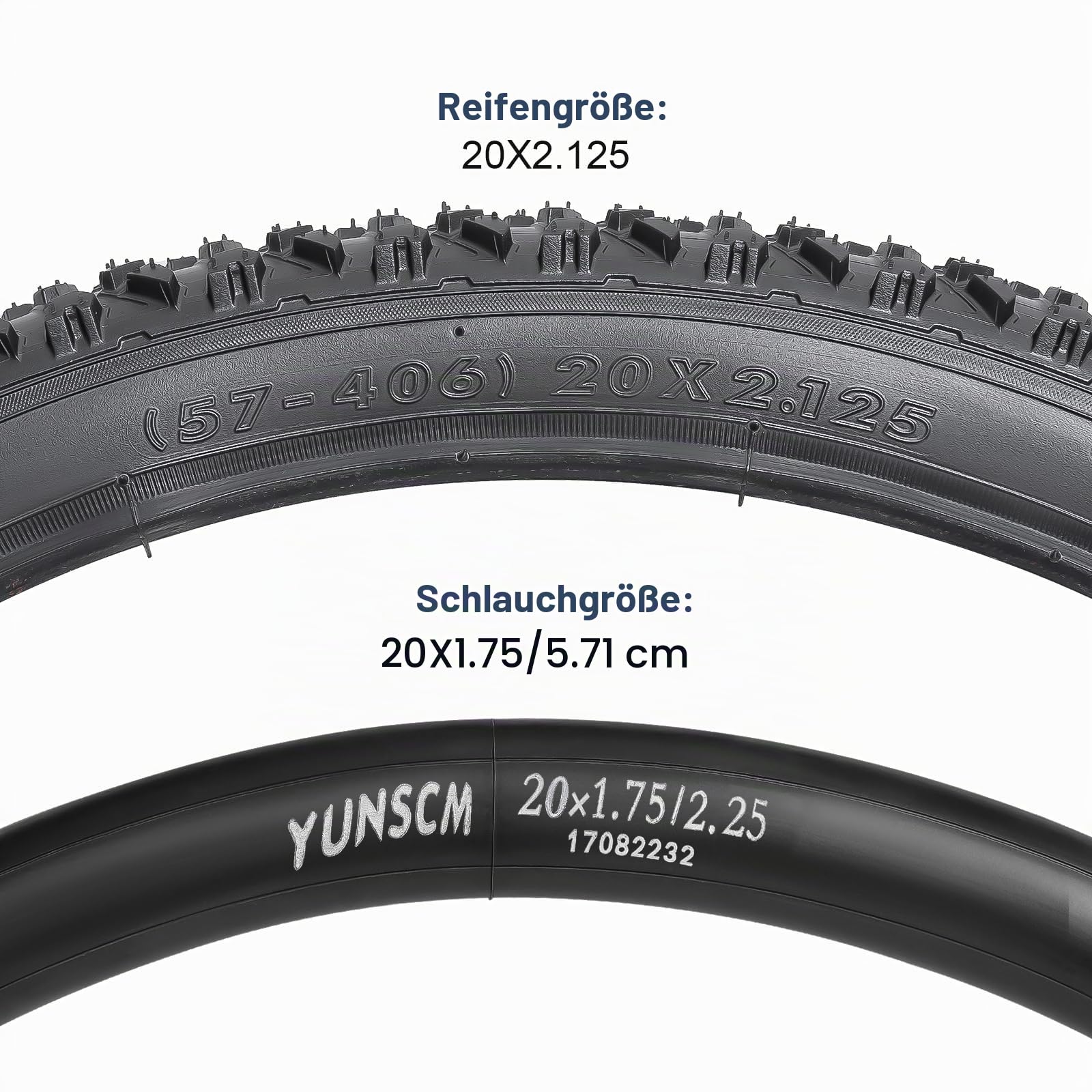 YunSCM 2Pcs Faltbare 20 Zoll Fahrradreifen 20x2.125 Mantel 57-406 kompatibel 20x2.10 20 x 2.125 20x2.15 Stadt/Straße/Mountainbike Reifen
