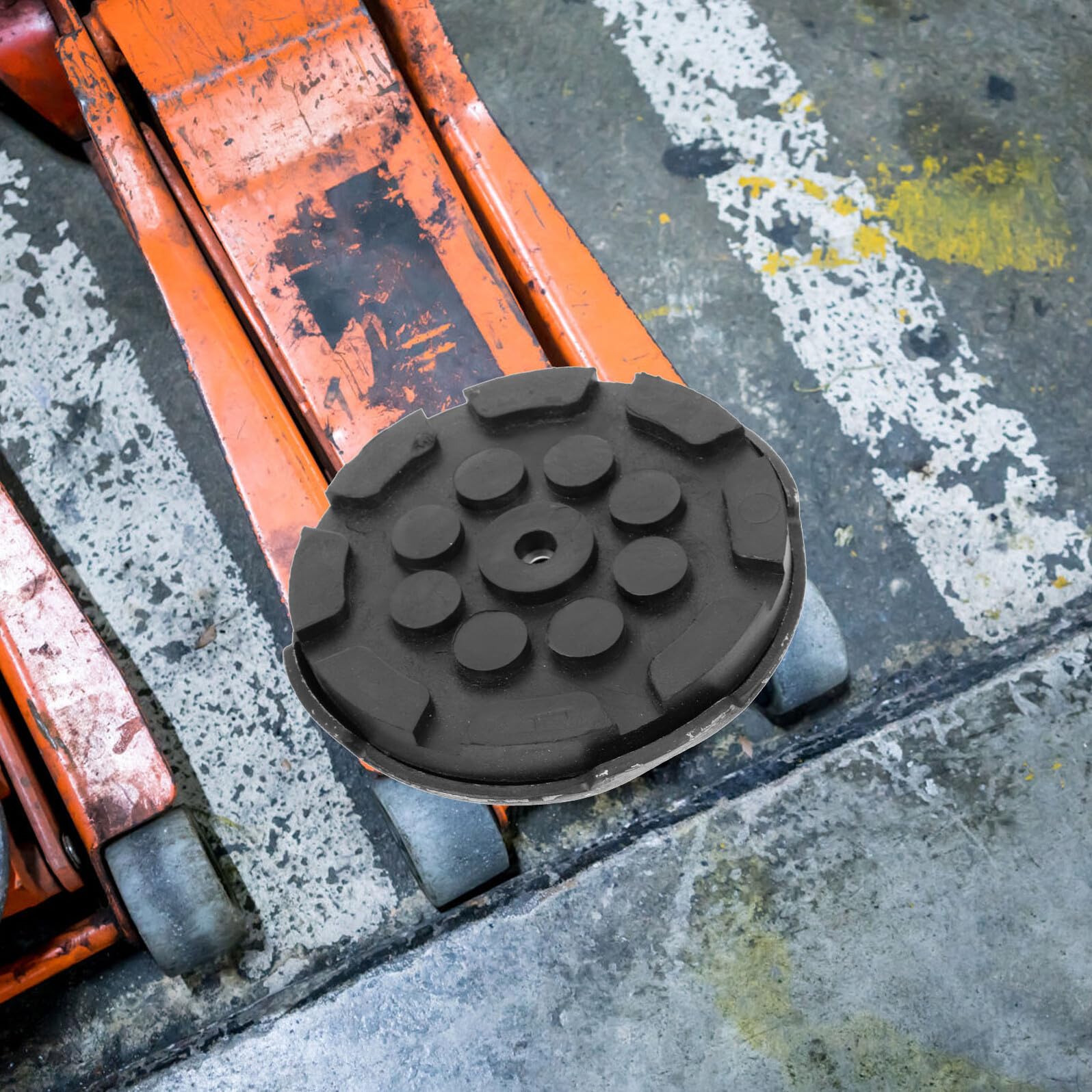 Kisangel Adattatore per Martinetto Idraulico Base Orizzontale in Acciaio e Gomma, Protezione Resistente e Facile da Installare per Sollevatore 3 Ton