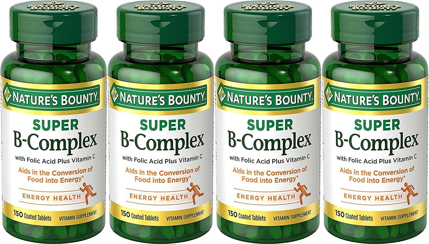 B-Complex with Folic Acid Plus Vitamin C, Tablets 150 Each (Pack of 4)