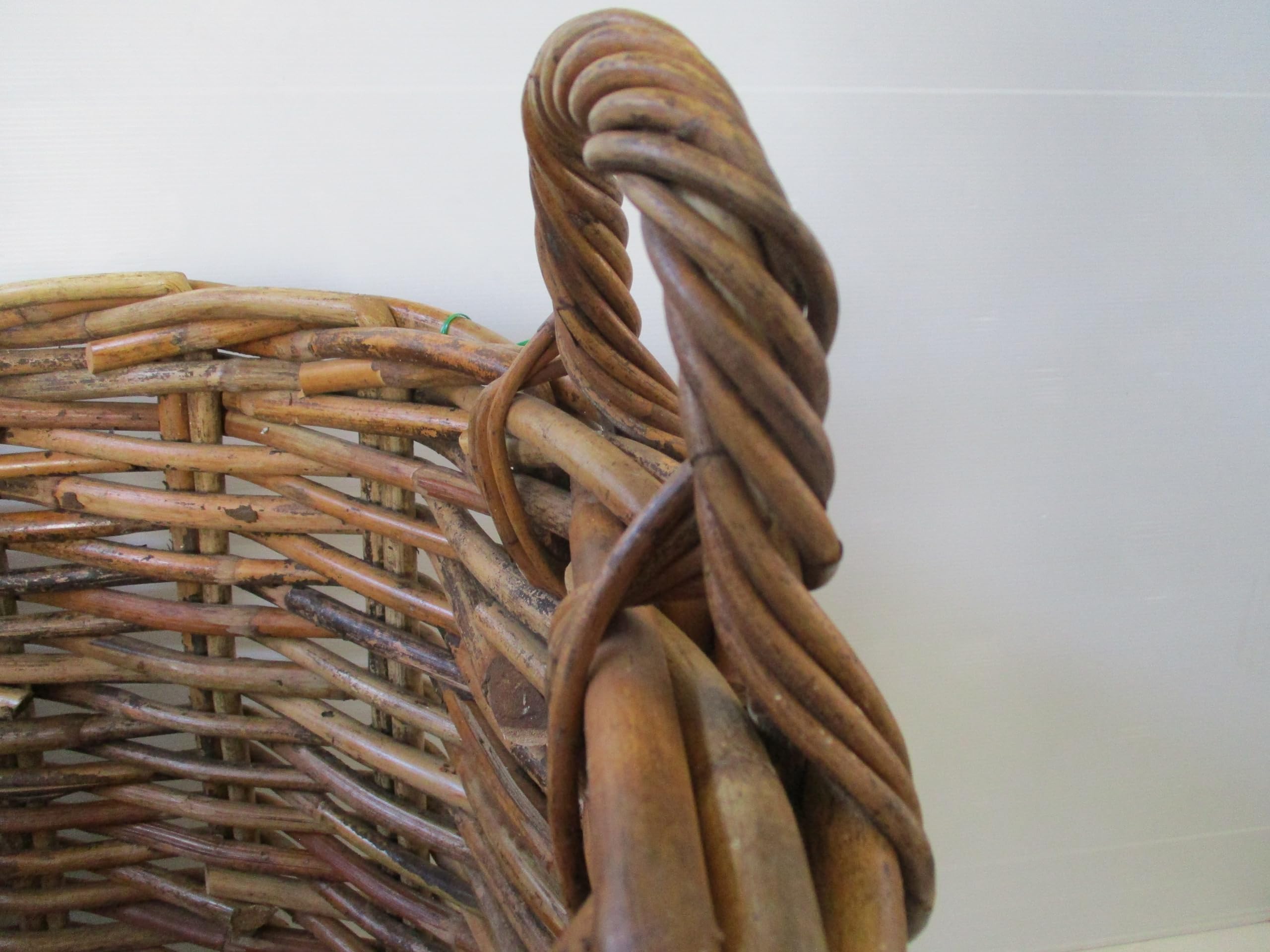 cesto vimini porta legna XXL cm 90X73X54 H con manici cm 64 intreccio in rattan robustissimo portalegna porta biancheria ovale