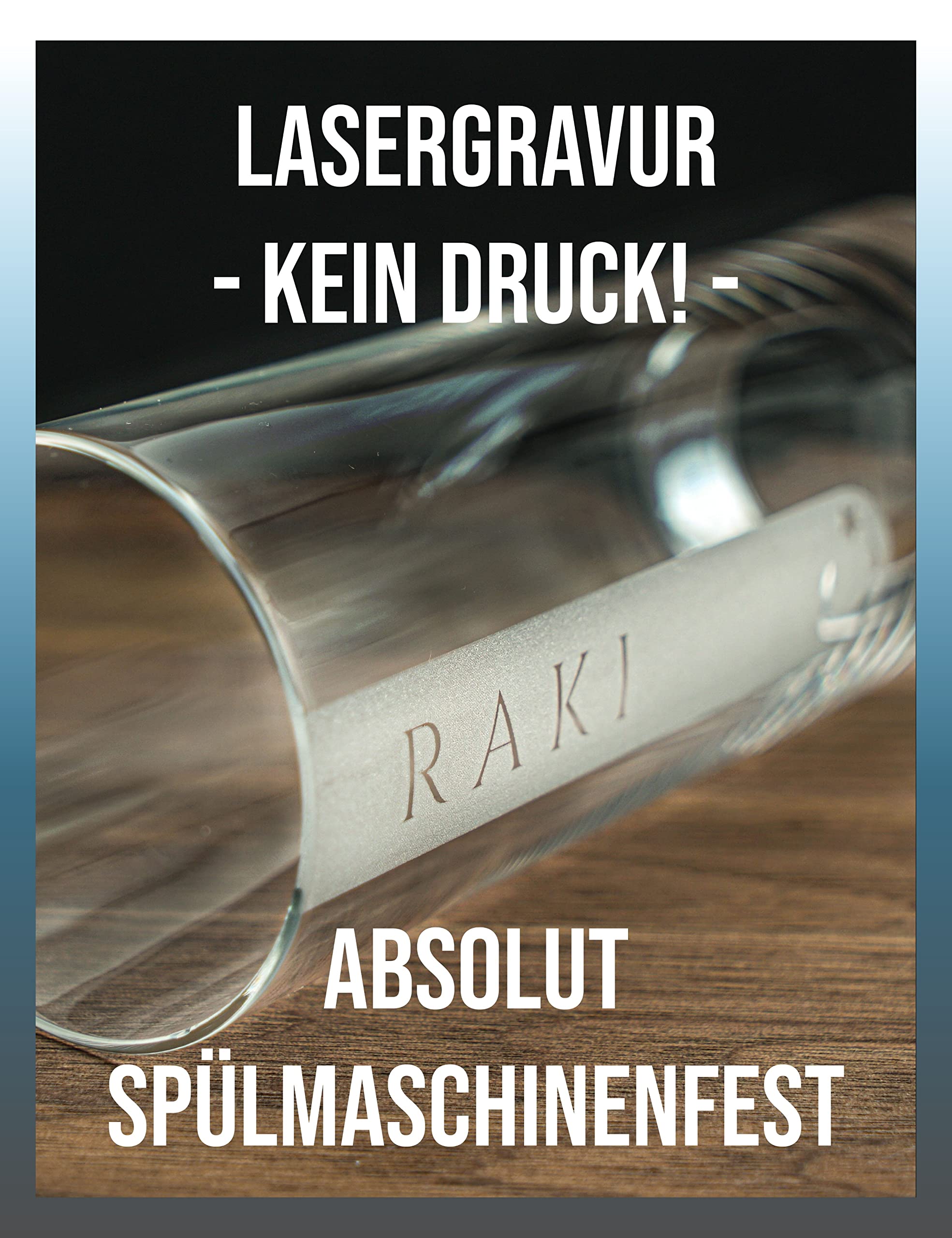 Raki Gläser 170cl 24er Set RAKI | Spülmaschinenfest | Rakiglas 17cl mit Lasergravur 24 Stück