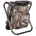Kikerike Backpack Stool Cooler Chair Heavy Duty 300 LBS Max Load Portable Lightweight Stool Backpack Folding Fishing Cooler Seat for Camping Hunting Fishing - Woodland