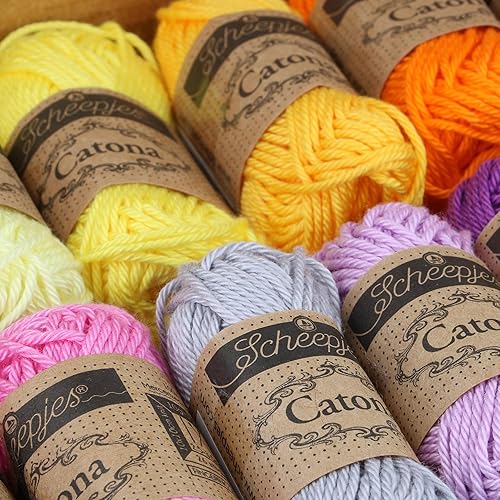 Miniatura 5 de Scheepjes Catona Color - Paquete de 109 madejas  0.35 oz cada una, 2980 yardas, 100% hilo de algodón mercerizado para ganchillo, kit de tejer y