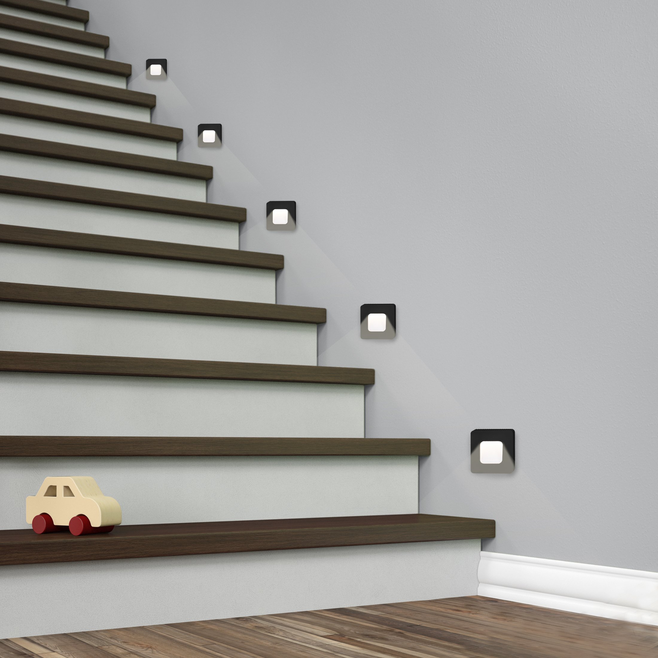 SSC-LUXon - Lampada da parete a LED, 5 pezzi, con alimentatore di rete integrato da 1 W, bianco caldo, per barattoli Ø 60 mm, 5 faretti da parete nero