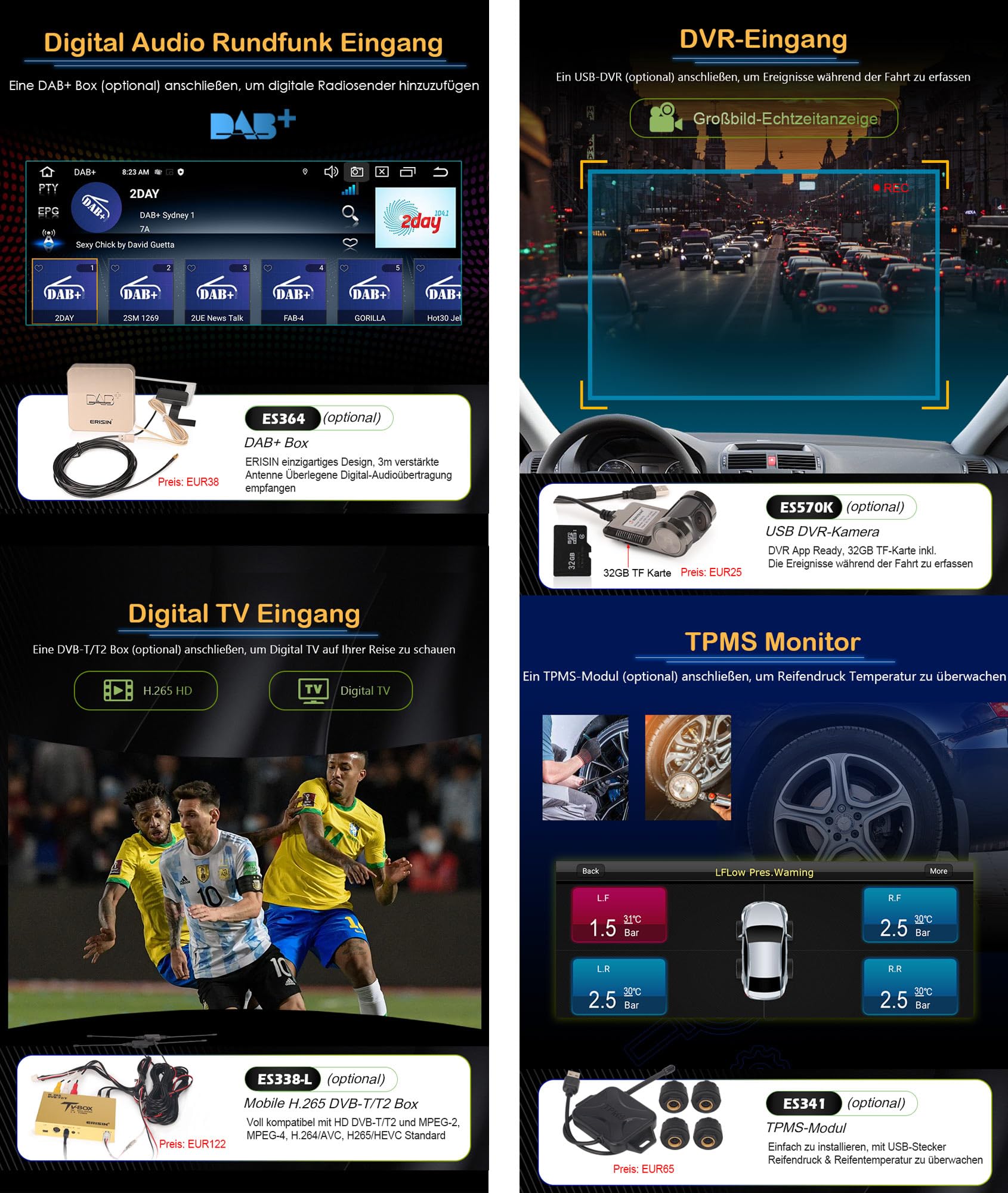 Erisin 8.8 Pulgadas Android 14 Radio Coche Estéreo de Automóvil para BMW Serie 3 E46 Rover 75 M3 MG ZT Soporte GPS Carplay Android Auto DSP Bluetooth WiFi Dab + TPMS 8-Core 4GB RAM + 64GB ROM