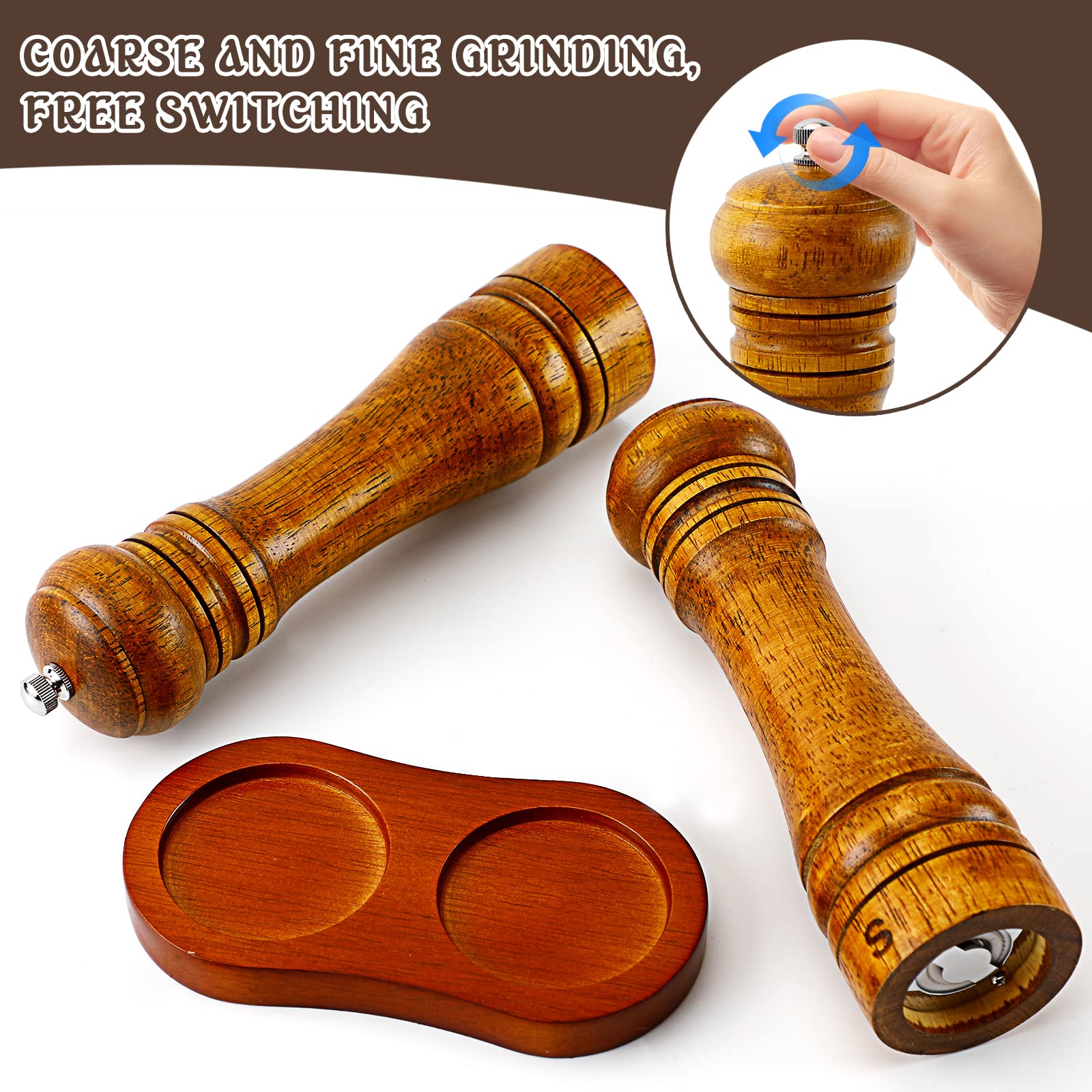 Ensemble De 2 Moulins à Sel Et à Poivre En Bois D'acacia, 20 Cm (8