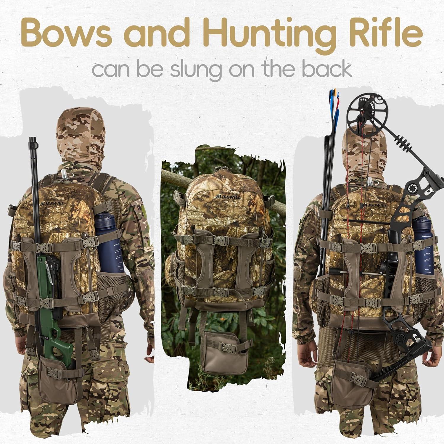 BLISSWILL Hunting Backpack Hunting Day Pack with rifle holder Hunting Gear Accessories gift for men(Timbreon camo) - Image 3