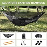 Camping Hammock with Mosquito Net and Ridge Rope, Extra Large for 2 Person, Lightweight Hanging Hammocks Tree Straps, All-in-one Fast Open Hammock for Outside, Hiking, and Travel