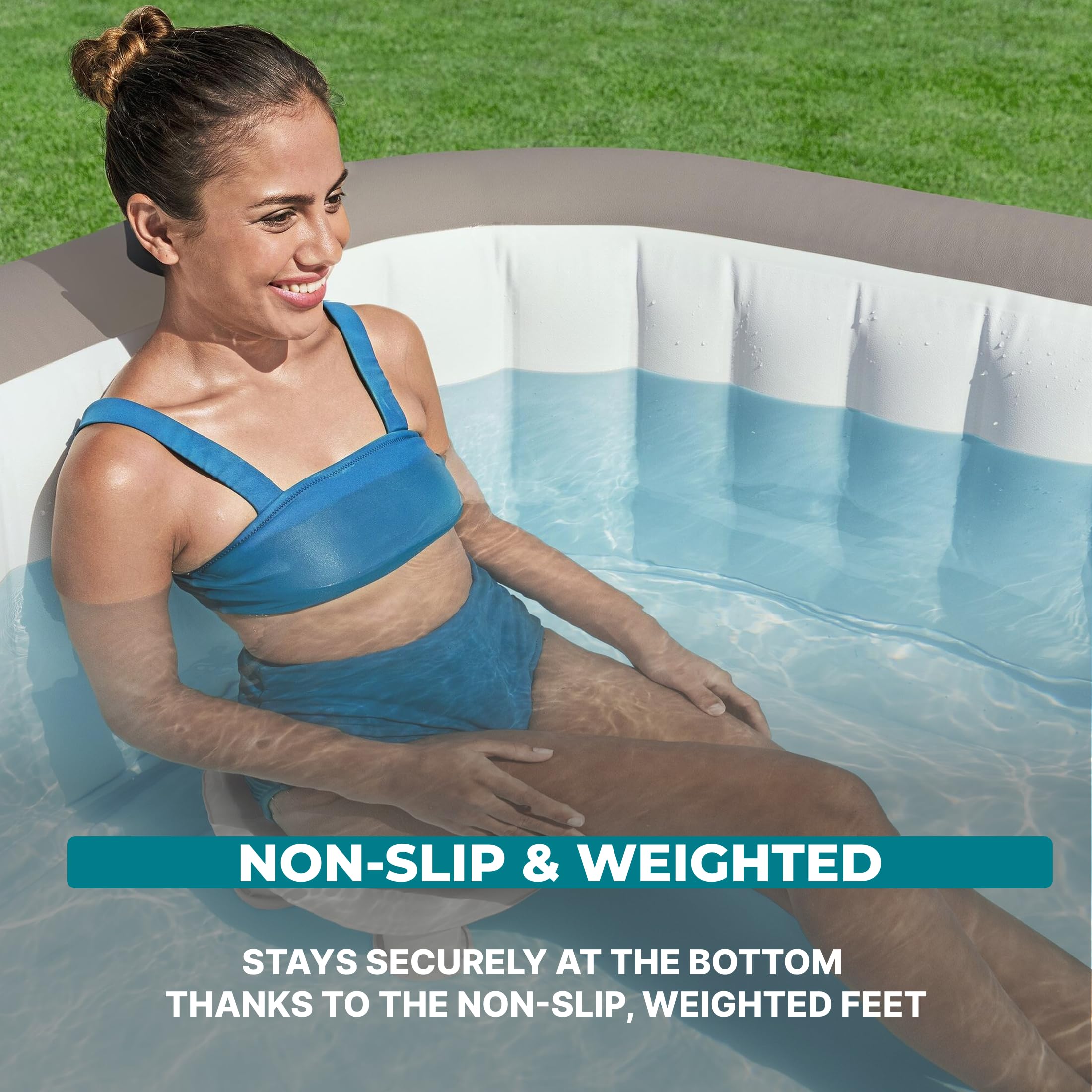 Bestway SaluSpa Unterwassersitz, langlebig, rutschfest, für Schwimmbad und Spa, mit höhenverstellbaren Beinen und beschwerten Füßen, Grau