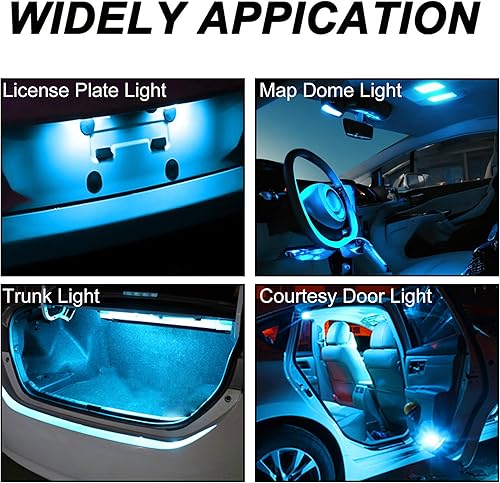 Miniatura 6 de GLOFE T10 194 168 - Bombillas LED azul hielo para instrumentos con enchufe de bloqueo giratorio T10, superbrillante, panel de instrumentos T10,