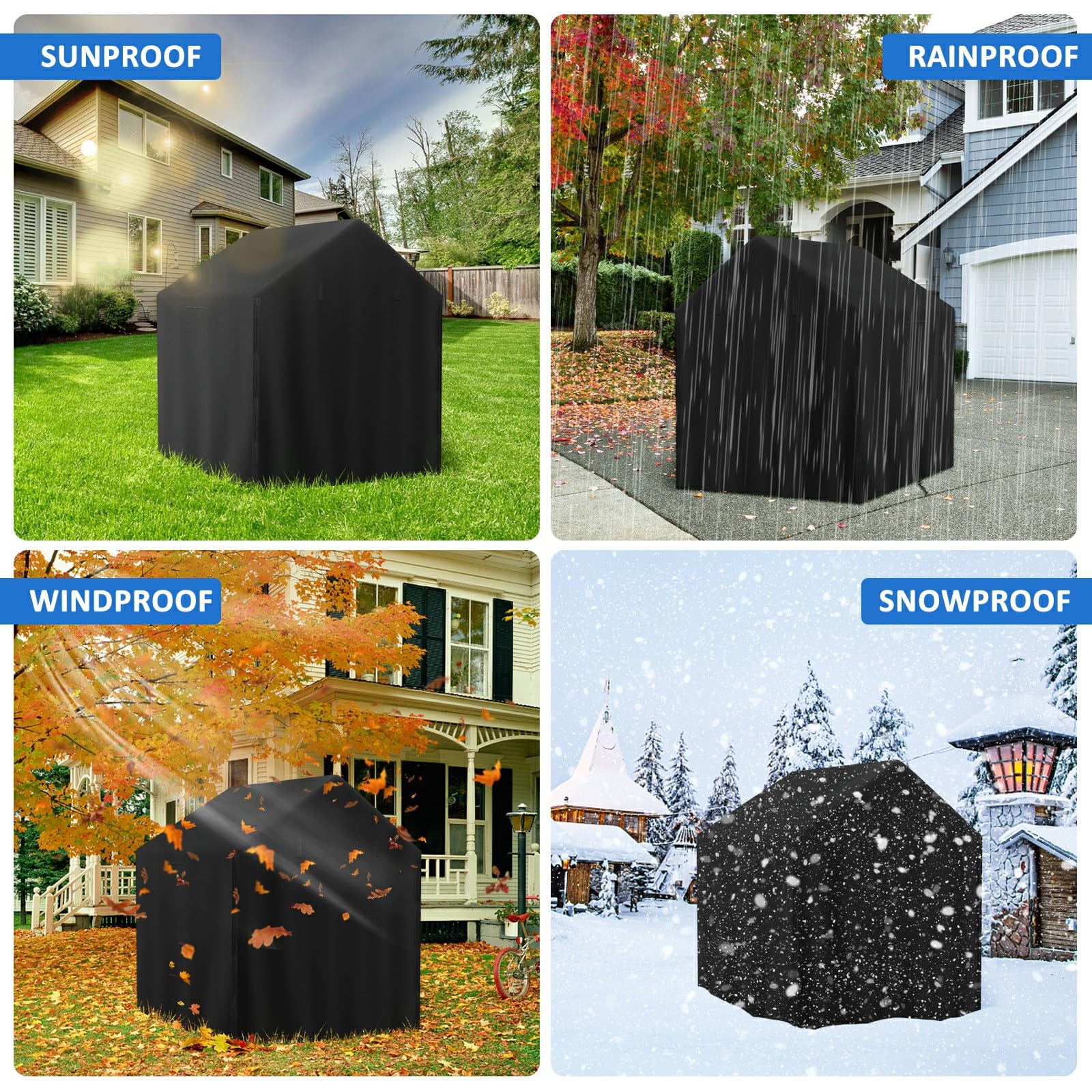 Funda impermeable para casa de juegos al aire libre, para casa de troncos de juguete de jardín, 43 pulgadas de largo x 47 pulgadas de ancho x 55 pulgadas de alto, doble cremallera