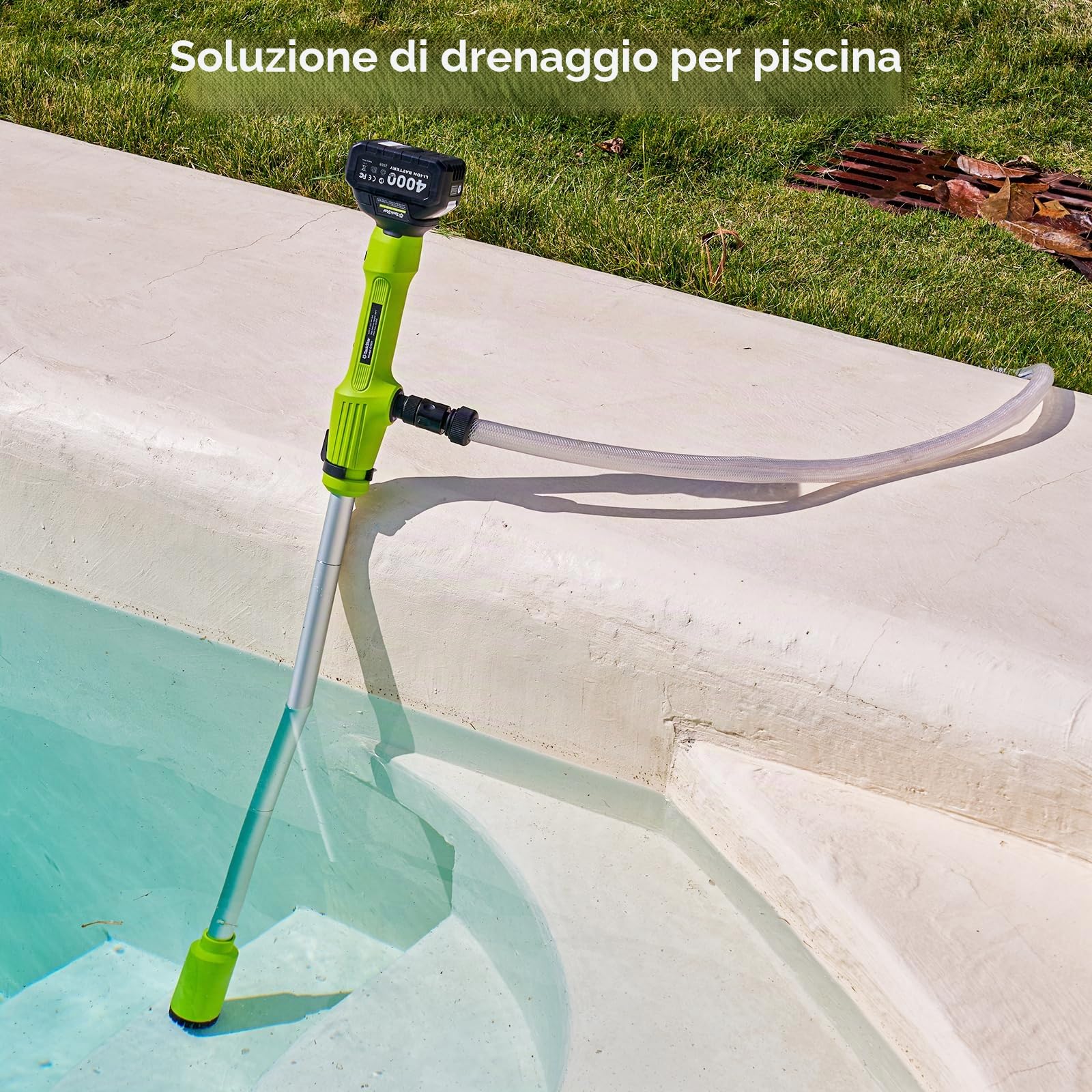 TaskStar Pompa di trasferimento dell'acqua del bastone senza fili ad alto flusso potente pompa di pozzetto alimentata a batteria per piscina stagno giardino