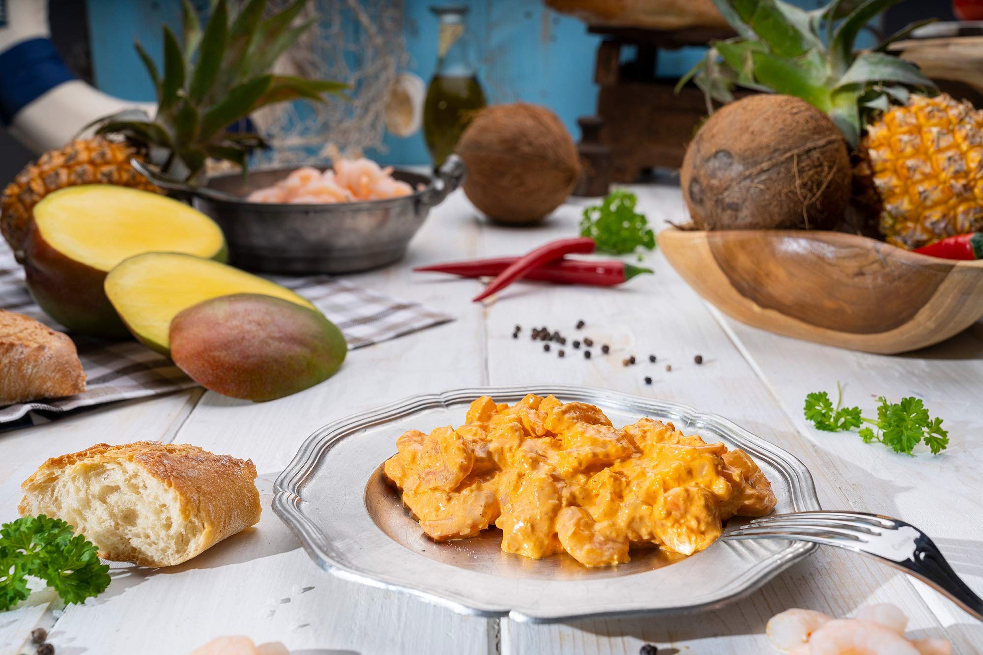 Klaassen Garnelensalat Mango-Cocos, in Handarbeit hergestellt, fruchtig süße Mango mit tropischen Kokosflocken, 500g