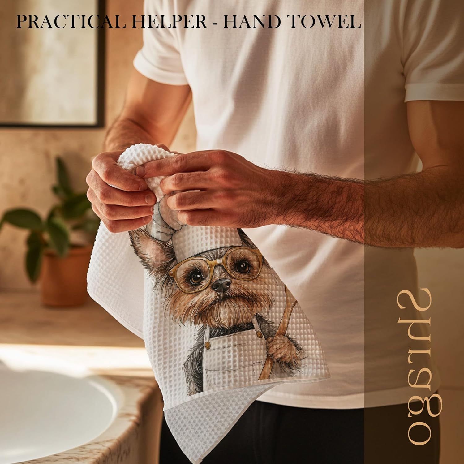Funny Yorkshire Terrier Chef Kitchen Towels, Gifts for Dog Lovers Dish Tea Towels for Kitchen, Chef Gifts for Men Women Decorative Hand Towel, 16x24 Inch - Image 3