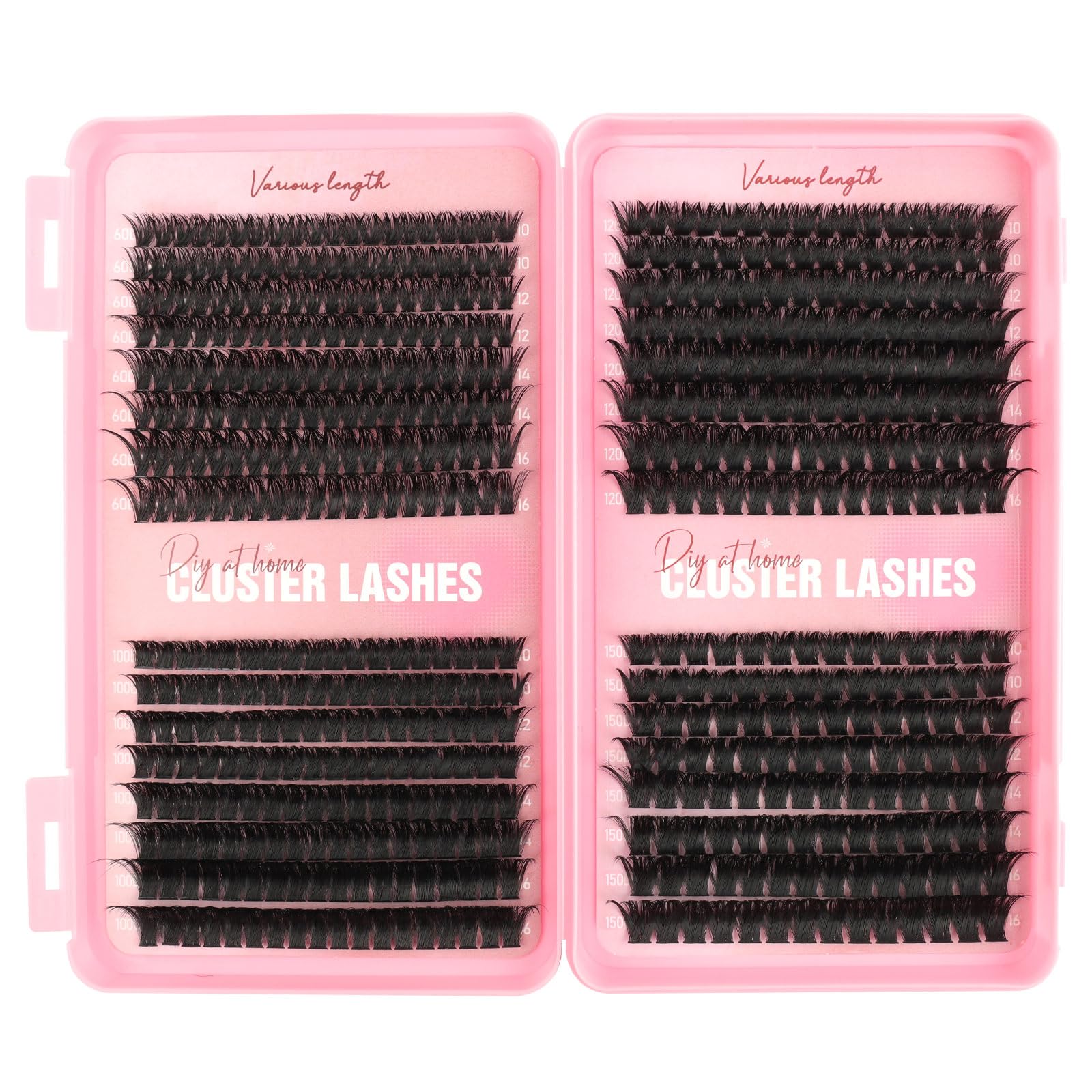 Extension Ciglia Ciuffetti, Libro da 544PCS Ciglia Finte a Ciuffi Ricci D, 10-16MM per Volume Intenso e Personalizzato (60D+100D+120D+150D)