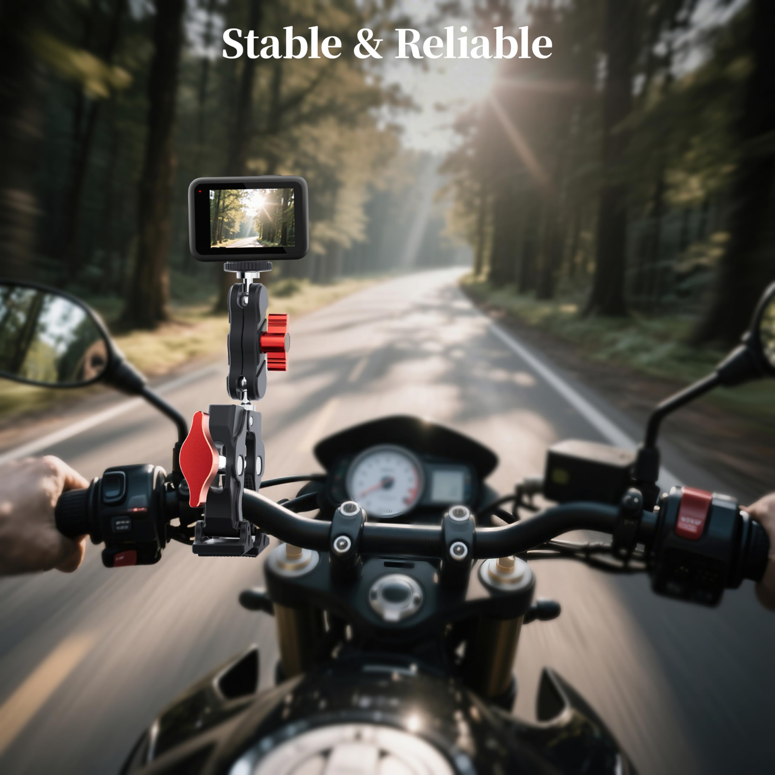 Soporte de abrazadera para manillar de bicicleta para GoPro Hero 13/12, zapata fría, roscas de 1/4 pulgadas, adaptador de montaje de teléfono/cámara de acción para DJI osmo Pocket 3/Action 5 Pro para