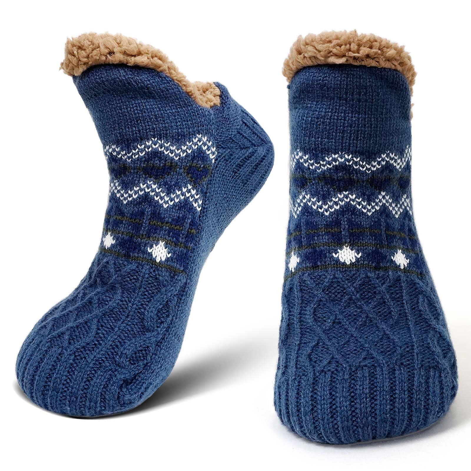 LOFIR Calze Pantofole Antiscivolo da Uomo: Calzini Invernali Termici da Casa per Uomo Calzetti Babbucce in Pile Caldi e Pelosi Calze Imbottite per Natale Idea Regalo 39-46 1 Paio