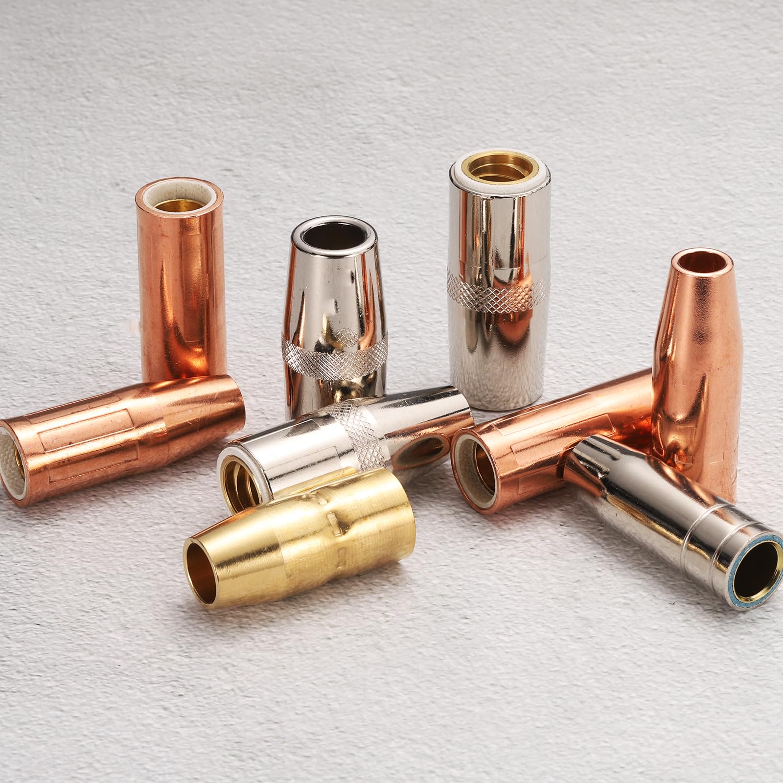 QUARKZMAN 5 Piezas Boquilla Pistola Soldadura Mig 1/2" Orificio KP3075-1-50F Boquilla Pistola Soldadura Gas Cobre Niquelado Accesorio Pistola Soldadura Para PRO 100L/175L Pistola Mig