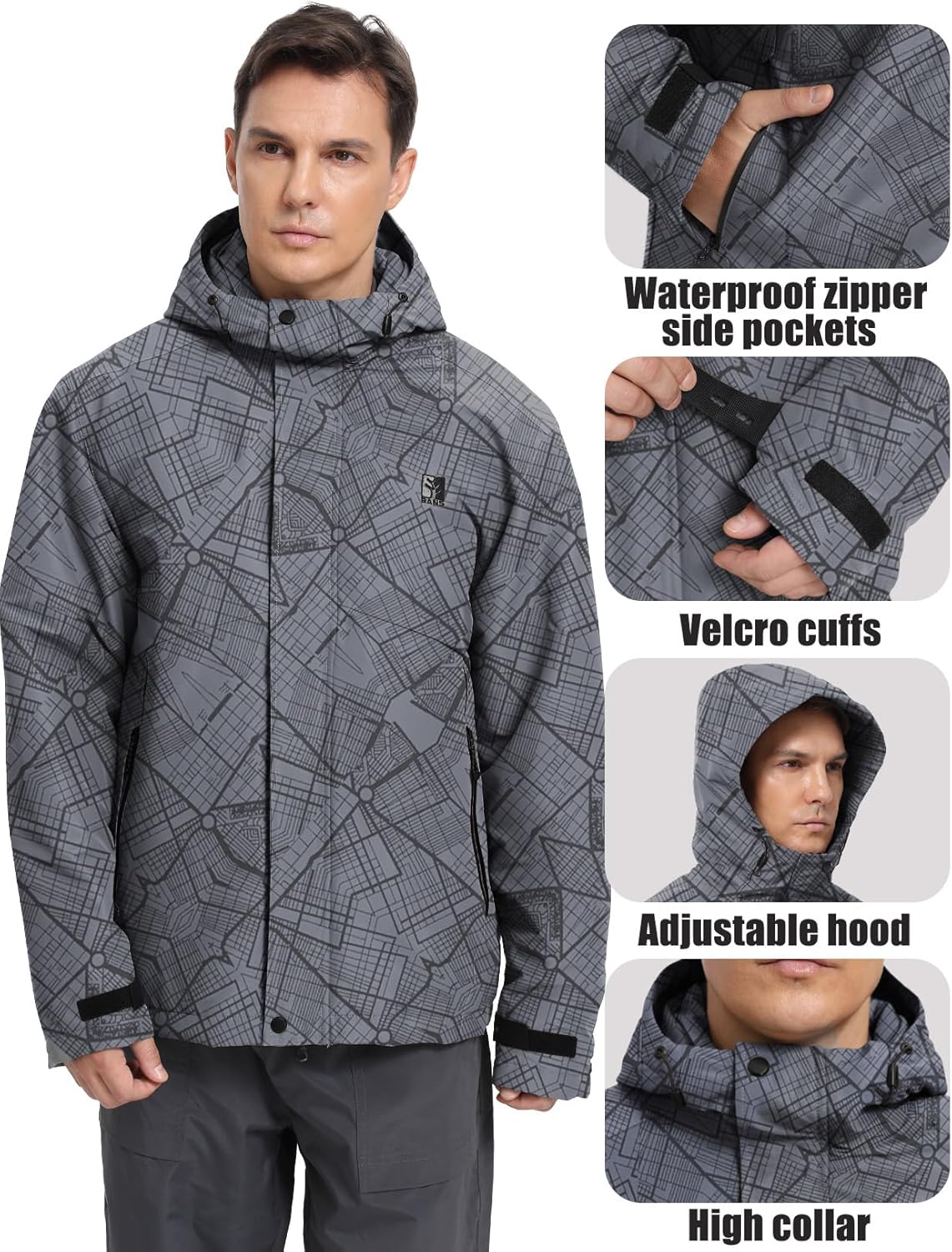 Men's Winter Ski Jacket Water Resistant Warm Snow Coat Windproof Insulated Snowboard Rain Jackets with Hood - Image 5