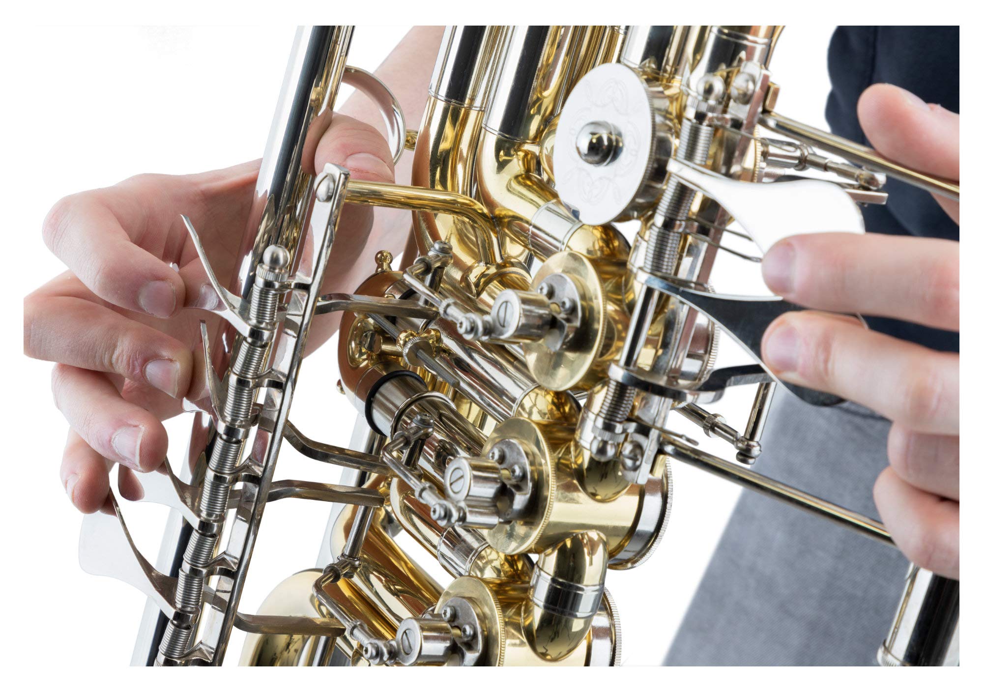 FC-18/5L Cimbasso - Lackiertes Cimbasso in F - 4+1 Drehventile und Trigger am zweiten Zug - Aus Messing - Schallstück-Ø: 286 mm - Bohrung: 18,40 mm - Inklusive Leichtkoffer