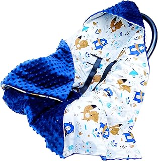 Saco para Capazo primavera verano - Saco Carro bebé, sacos universal para capazo Cochecito, minky azul oscuro con algodón con motivos animales