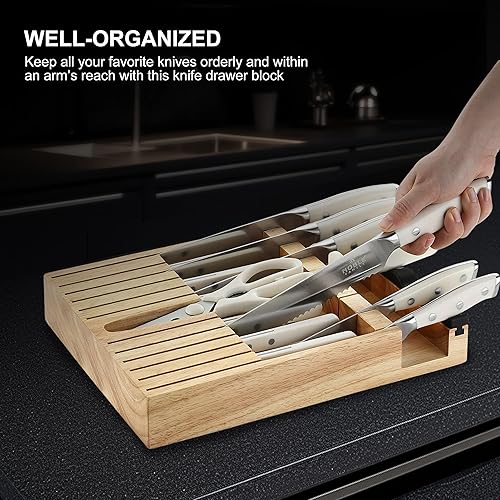 Miniatura 4 de Juego de 16 cuchillos de cocina con bloque de madera, juego de cuchillos de cortar, juego de bloques de cuchillos de acero inoxidable, juego de