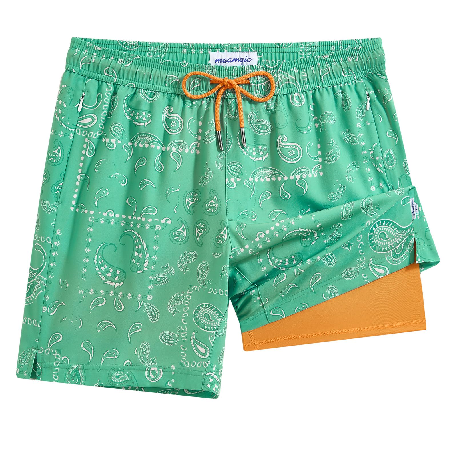 maamgic 2 in 1 Mens Swim Trunks 7 Inch Swim Shorts Swim Suits Board Shorts