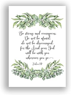 Be Strong And Courageous Print, Joshua 1 9 Poster, Bible Verse Wall Art, Scripture Pictures Gift