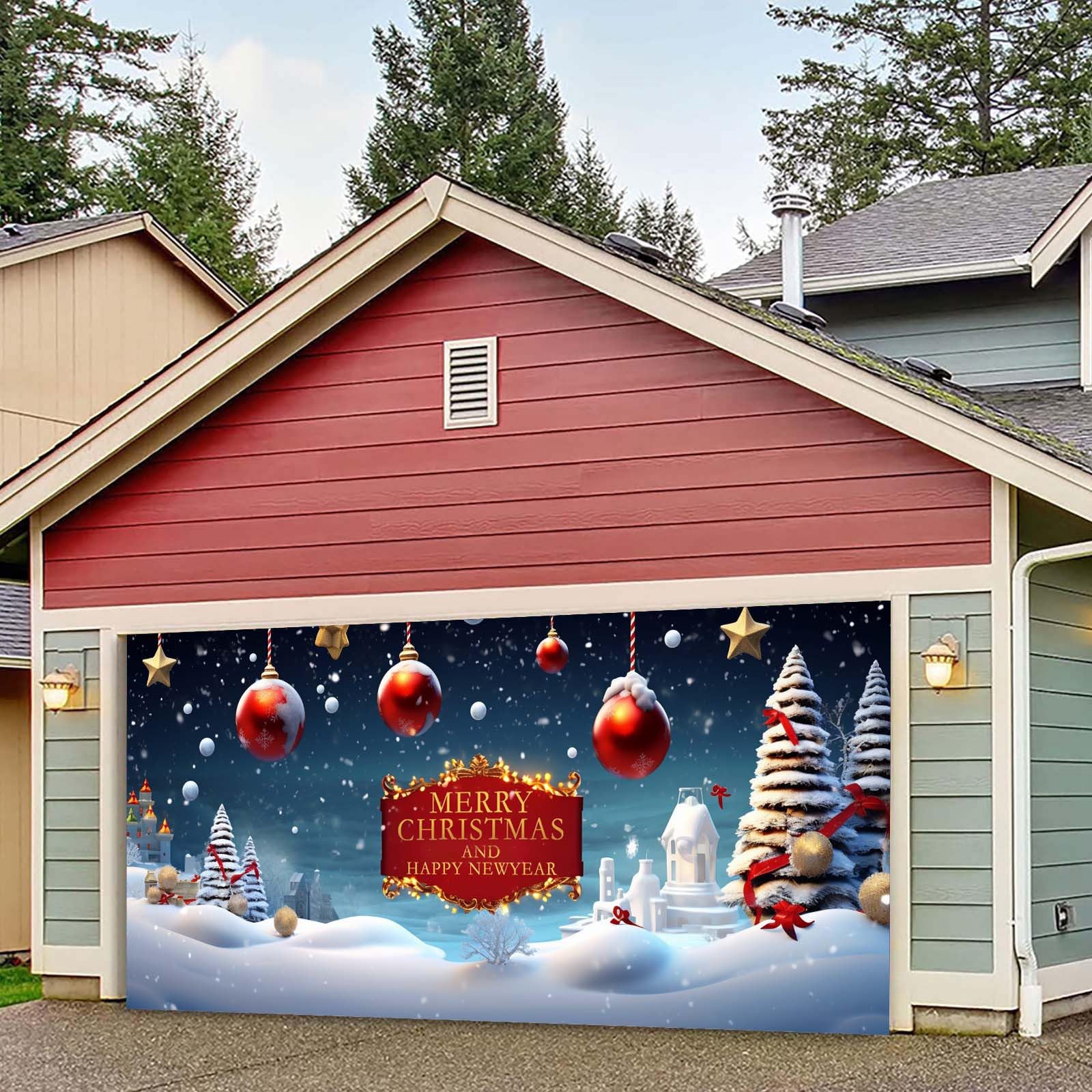 Cartel de graduación para árbol de Navidad, decoración de puerta de garaje, puerta de garaje, cubierta mural, 7 x 16 pies, letrero grande de feliz para fiestas de vacaciones
