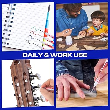 Eersida 24 Pieces Long Nib Marker Pens Deep Hole Marker 20mm Multi-purpose Long Head Drill Deep Nib Markers Colorful Waterproof Carpenter Pens for Construction Bathroom Woodworking
