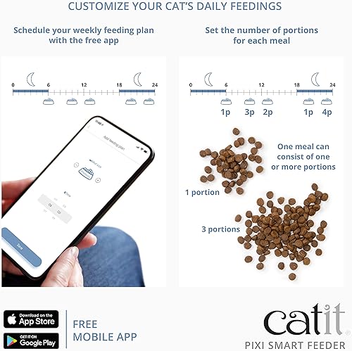 Miniatura 4 de Catit - Alimentador inteligente PIXI - Dispensador automático de alimentos para gatos - Comedero para mascotas con dispensador de alimentos secos,