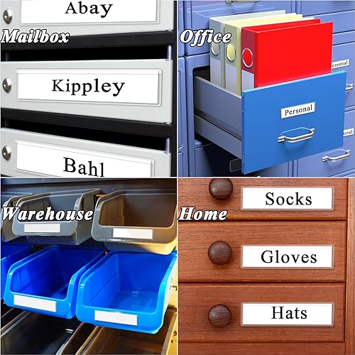 Vista 26 de Antner Paquete de 52 bolsillos autoadhesivos para tarjetas de índice para tarjetas de 3 x 5 pulgadas, soportes de plástico transparente abiertos