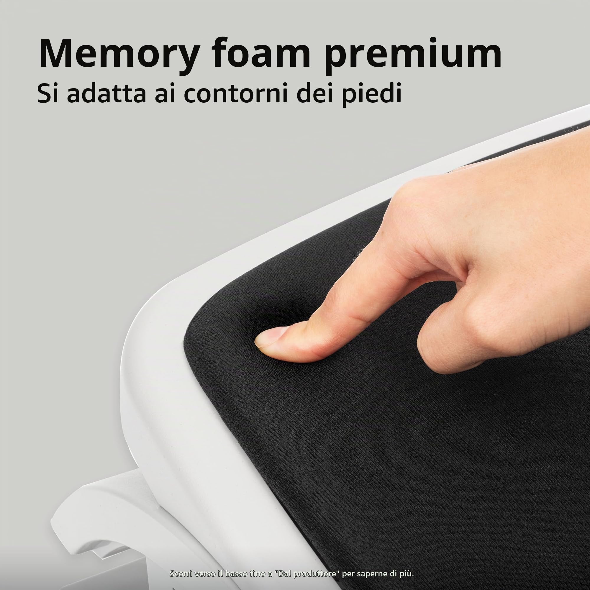 Kensington Smartfit K56144USF - Poggiapiedi regolabile in altezza e angolo in memory foam, poggiapiedi antiscivolo per scrivania da ufficio, colore: bianco/nero