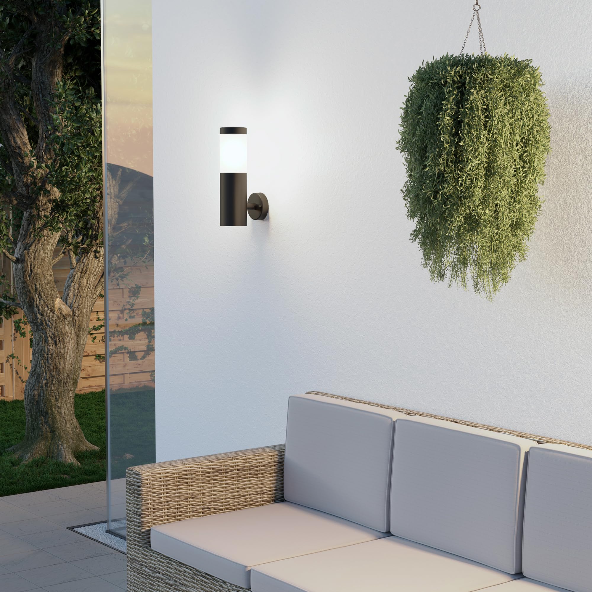 ledscom.de Wall Light PORU for Outdoors IP44, Stainless Steel, Black matt, Round, 1x E27 max. 40W, 1 piece (pack of 1) - Image 4