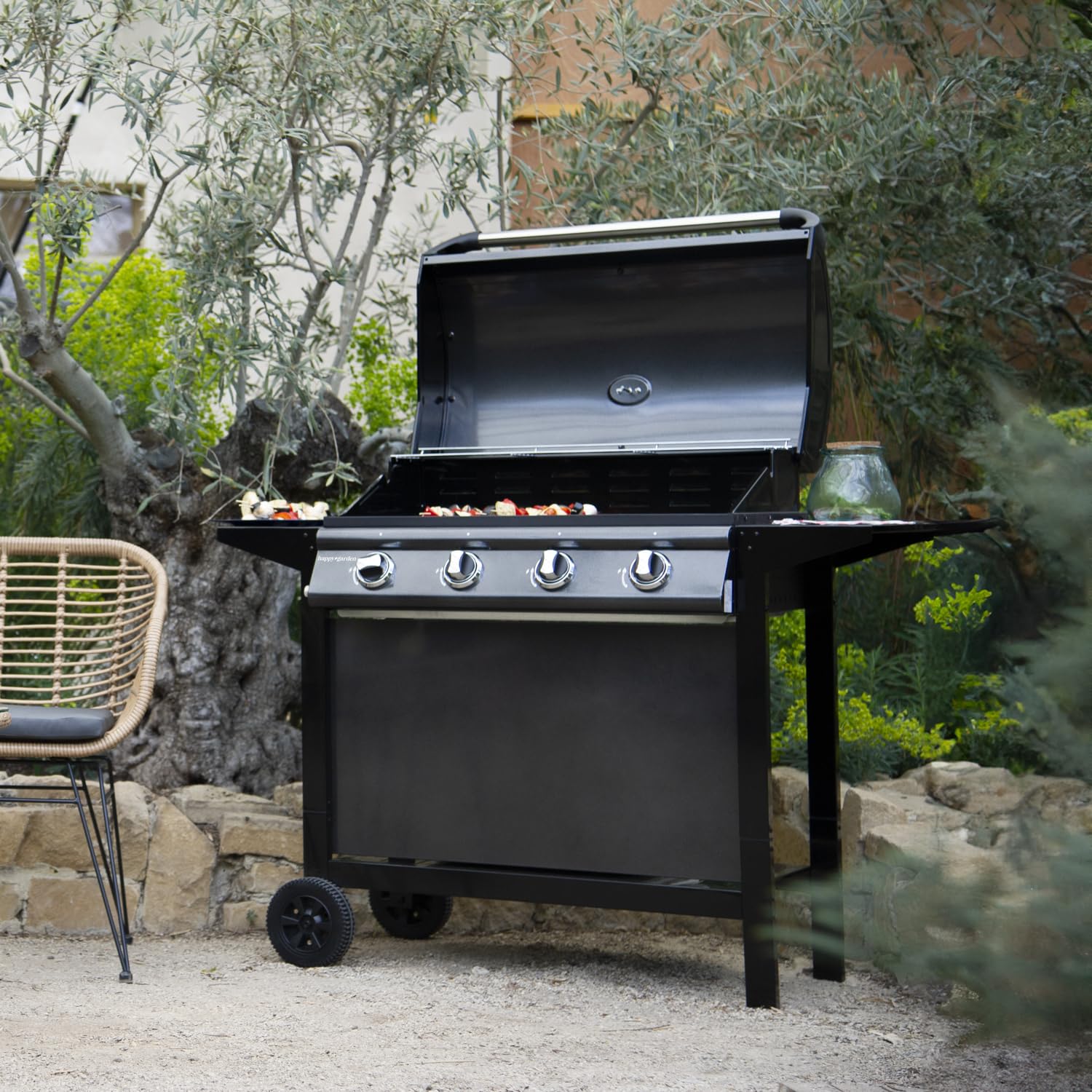 Happy Garden Barbecue au gaz RENO - 4 brûleurs avec thermomètre 14kW