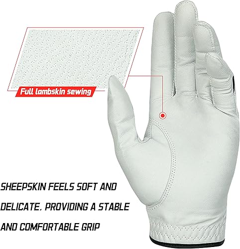 Miniatura 4 de PGM Guantes de golf para hombre, duraderos y transpirables, para golfistas diestros, suaves y cómodos, para mano izquierda, aptos para grandes