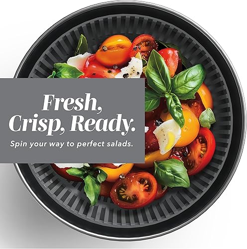 Miniatura 3 de COOK WITH COLOR Lavadora de lechugas y secadora de verduras para una fácil preparación de ensaladas, base antideslizante con mango de tracción,