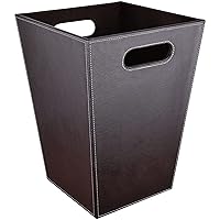Vista 1 de GORESE Cubo de basura de cuero para baño, papelera de oficina de 16 litros/4.2 galones con asas para cerca de escritorio, cesta de basura cuadrada