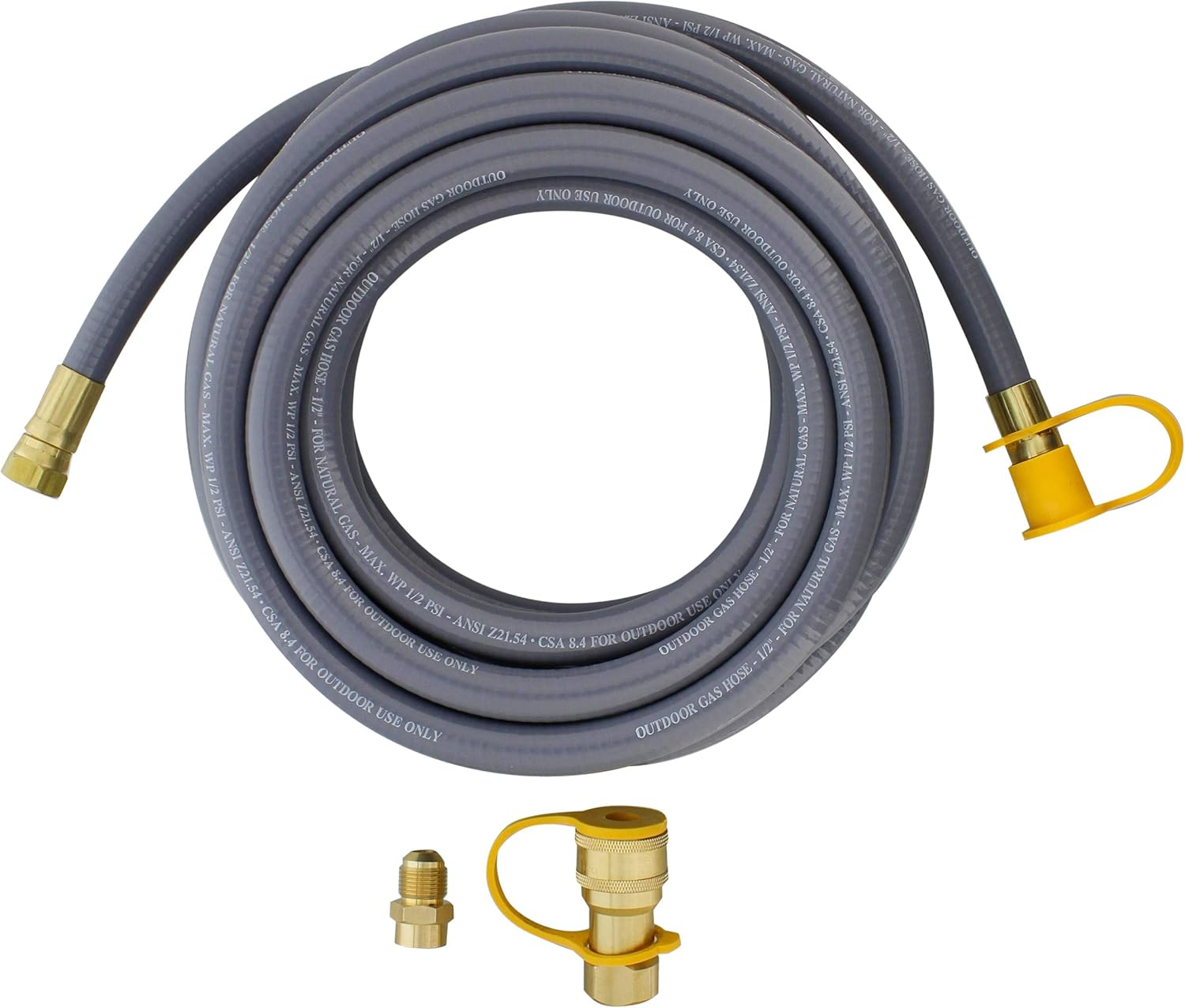 BISupply Natural Gas Grill Hose, 24ft - Flexible Gas Line Quick Connect Gas Hose 3/8in Female Flare to 1/2in Male Flare