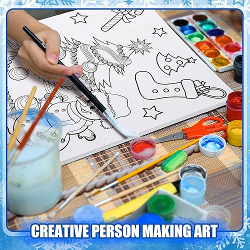 Miniatura 10 de Sherr Paquete de 15 lienzos de pintura predibujados estirados de algodón Afro Queen de 8 x 10 pulgadas con 15 tiras de pintura acrílica y 45